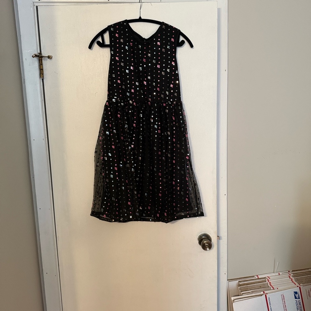 Wonder Nation Black Dress with Pink and White Accents